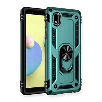 Newface Samsung Galaxy A01 Core Kılıf Sofya Yüzüklü Silikon Kapak - Yeşil