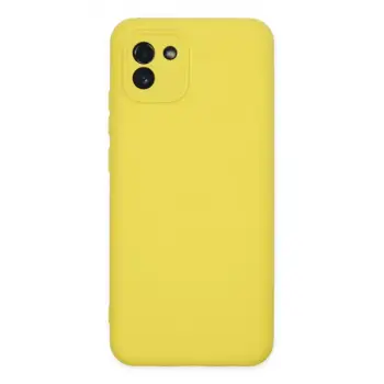 Newface Samsung Galaxy A03 Kılıf Nano içi Kadife Silikon - Sarı