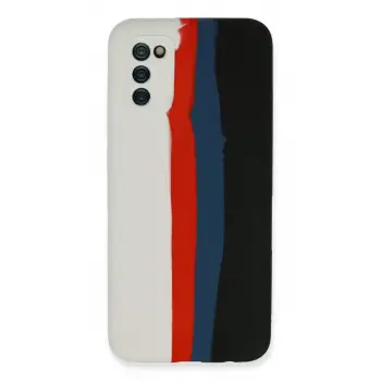 Newface Samsung Galaxy A03S Kılıf Ebruli Lansman Silikon - Beyaz-Siyah