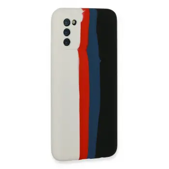 Newface Samsung Galaxy A03S Kılıf Ebruli Lansman Silikon - Beyaz-Siyah