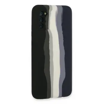 Newface Samsung Galaxy A03S Kılıf Ebruli Lansman Silikon - Siyah-Lacivert