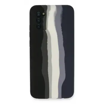 Newface Samsung Galaxy A03S Kılıf Ebruli Lansman Silikon - Siyah-Lacivert