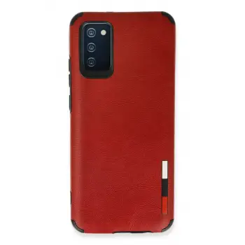 Newface Samsung Galaxy A03S Kılıf Loop Deri Silikon - Kırmızı