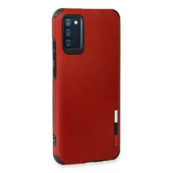 Newface Samsung Galaxy A03S Kılıf Loop Deri Silikon - Kırmızı