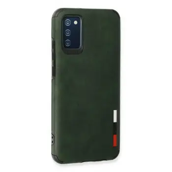 Newface Samsung Galaxy A03S Kılıf Loop Deri Silikon - Yeşil