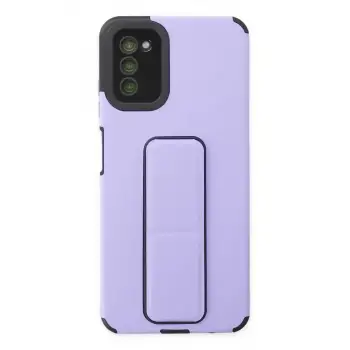 Newface Samsung Galaxy A03S Kılıf Mega Standlı Silikon - Lila