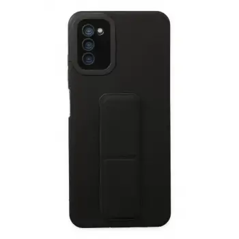 Newface Samsung Galaxy A03S Kılıf Mega Standlı Silikon - Siyah