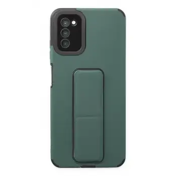 Newface Samsung Galaxy A03S Kılıf Mega Standlı Silikon - Yeşil