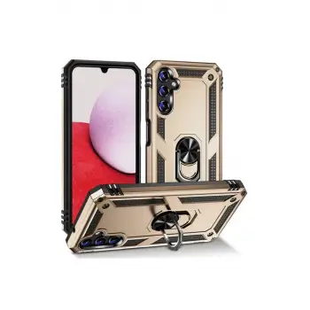 Newface Samsung Galaxy A04S Kılıf Sofya Yüzüklü Silikon Kapak - Gold