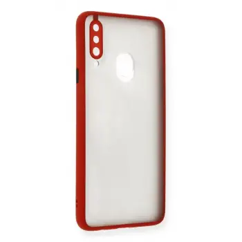 Newface Samsung Galaxy A20S Kılıf Montreal Silikon Kapak - Kırmızı