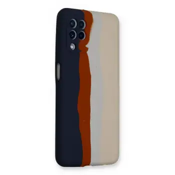 Newface Samsung Galaxy A22 Kılıf Ebruli Lansman Silikon - Lacivert-Krem
