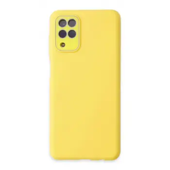 Newface Samsung Galaxy A22 Kılıf Lansman Glass Kapak - Sarı
