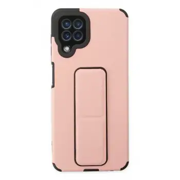 Newface Samsung Galaxy A22 Kılıf Mega Standlı Silikon - Pudra
