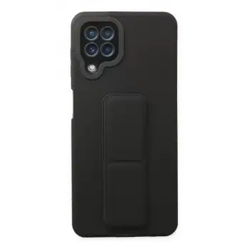 Newface Samsung Galaxy A22 Kılıf Mega Standlı Silikon - Siyah