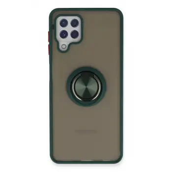 Newface Samsung Galaxy A22 Kılıf Montreal Yüzüklü Silikon Kapak - Yeşil