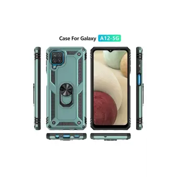 Newface Samsung Galaxy A22 Kılıf Sofya Yüzüklü Silikon Kapak - Yeşil