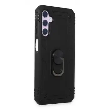Newface Samsung Galaxy A24 4G Kılıf Sofya Yüzüklü Silikon Kapak - Siyah