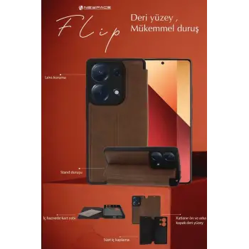 Newface Samsung Galaxy A36 Kılıf Flip Cover - Taba