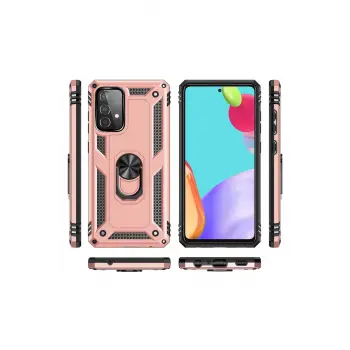 Newface Samsung Galaxy A52 Kılıf Sofya Yüzüklü Silikon Kapak - Rose