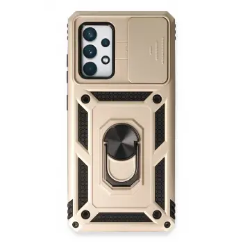Newface Samsung Galaxy A53 5G Kılıf Pars Lens Yüzüklü Silikon - Gold