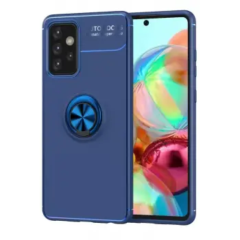 Newface Samsung Galaxy A72 Kılıf Range Yüzüklü Silikon - Mavi