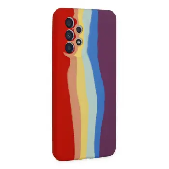 Newface Samsung Galaxy A73 5G Kılıf Ebruli Lansman Silikon - Kırmızı-Mor