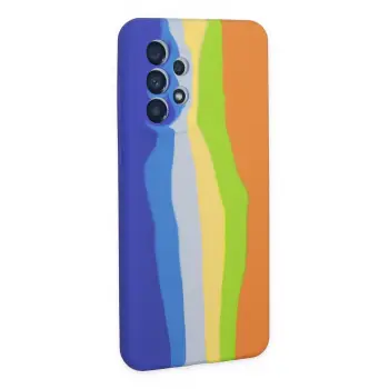 Newface Samsung Galaxy A73 5G Kılıf Ebruli Lansman Silikon - Mavi-Turuncu