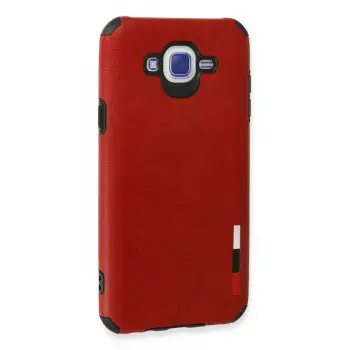 Newface Samsung Galaxy J7 Kılıf Loop Deri Silikon - Kırmızı