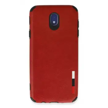 Newface Samsung Galaxy J7 Pro / J730 Kılıf Loop Deri Silikon - Kırmızı