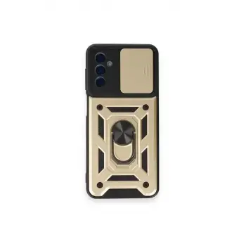 Newface Samsung Galaxy M14 5G Kılıf Pars Lens Yüzüklü Silikon - Gold