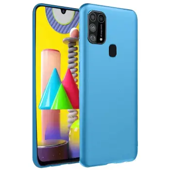 Newface Samsung Galaxy M31 Kılıf Nano içi Kadife Silikon - Mavi