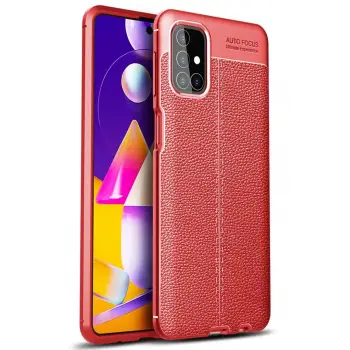 Newface Samsung Galaxy M31S Kılıf Auto Focus Kapak - Kırmızı
