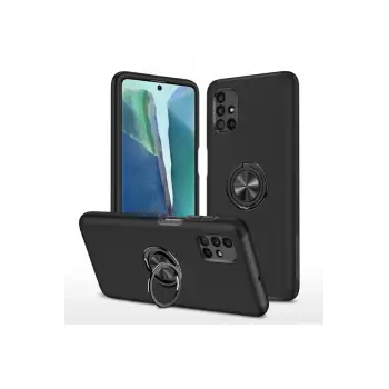 Newface Samsung Galaxy M51 Kılıf Elit Yüzüklü Kapak - Siyah