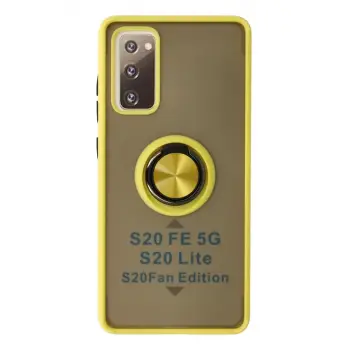 Newface Samsung Galaxy S20 FE Kılıf Montreal Yüzüklü Silikon Kapak - Sarı