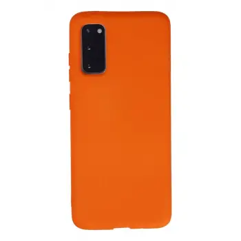 Newface Samsung Galaxy S20 Kılıf Nano içi Kadife Silikon - Turuncu