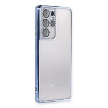 Newface Samsung Galaxy S21 Ultra Kılıf Razer Lensli Silikon - Açık Mavi