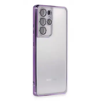 Newface Samsung Galaxy S21 Ultra Kılıf Razer Lensli Silikon - Mor