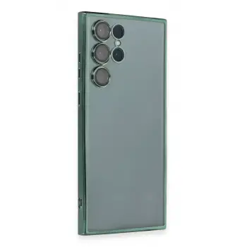 Newface Samsung Galaxy S22 Ultra Kılıf Razer Lensli Silikon - Yeşil
