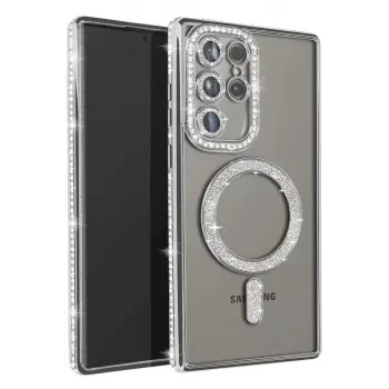 Newface Samsung Galaxy S23 Ultra Joke Simli Magneticsafe Kılıf - Gümüş