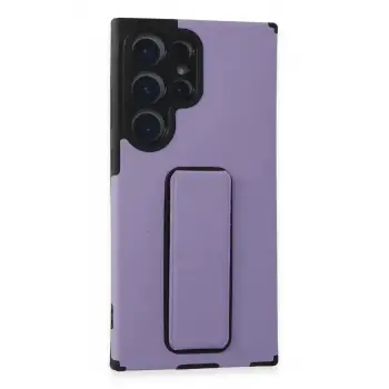 Newface Samsung Galaxy S23 Ultra Kılıf Mega Standlı Silikon - Lila