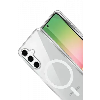 Newface Samsung Galaxy S24 FE Combo Sert Şeffaf Magsafe Kapak - Şeffaf