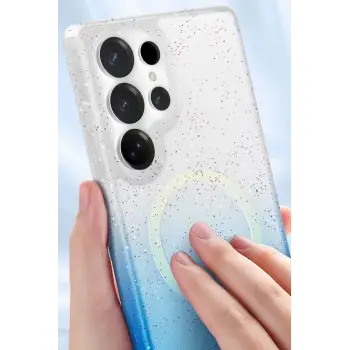 Newface Samsung Galaxy S25 Pummel Shiny Magsafe Kapak - Mavi