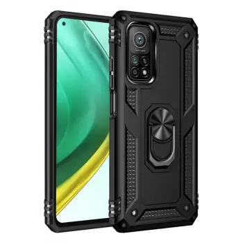 Newface Xiaomi Mi 10T Pro Kılıf Sofya Yüzüklü Silikon Kapak - Siyah