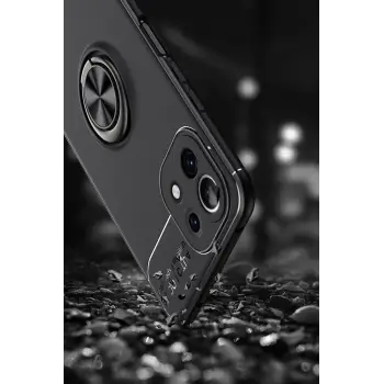 Newface Xiaomi Mİ 11 Lite Kılıf Range Yüzüklü Silikon - Siyah