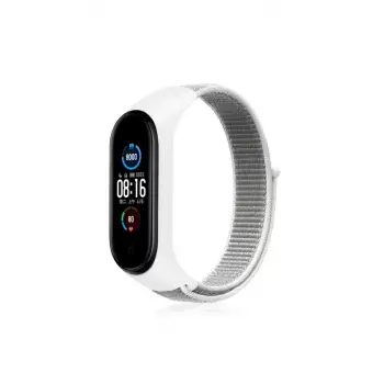 Newface Xiaomi Mi Band 4 Hasırlı Cırtcırtlı Kordon - Beyaz