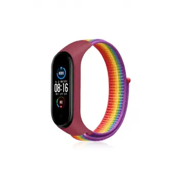 Newface Xiaomi Mi Band 4 Hasırlı Cırtcırtlı Kordon - Gökkuşağı