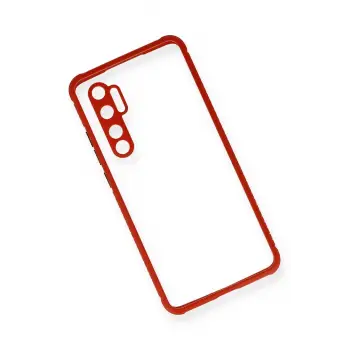 Newface Xiaomi Mi Note 10 Lite Kılıf Miami Şeffaf Silikon - Kırmızı