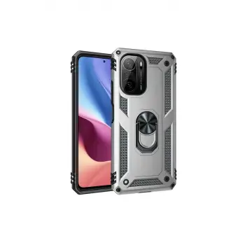 Newface Xiaomi Poco F3 Kılıf Sofya Yüzüklü Silikon Kapak - Gümüş
