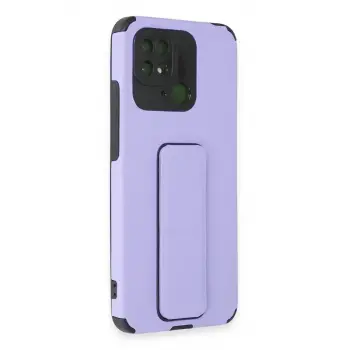 Newface Xiaomi Redmi 10C Kılıf Mega Standlı Silikon - Lila