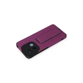 Newface Xiaomi Redmi 12C Kılıf Mega Standlı Silikon - Mor